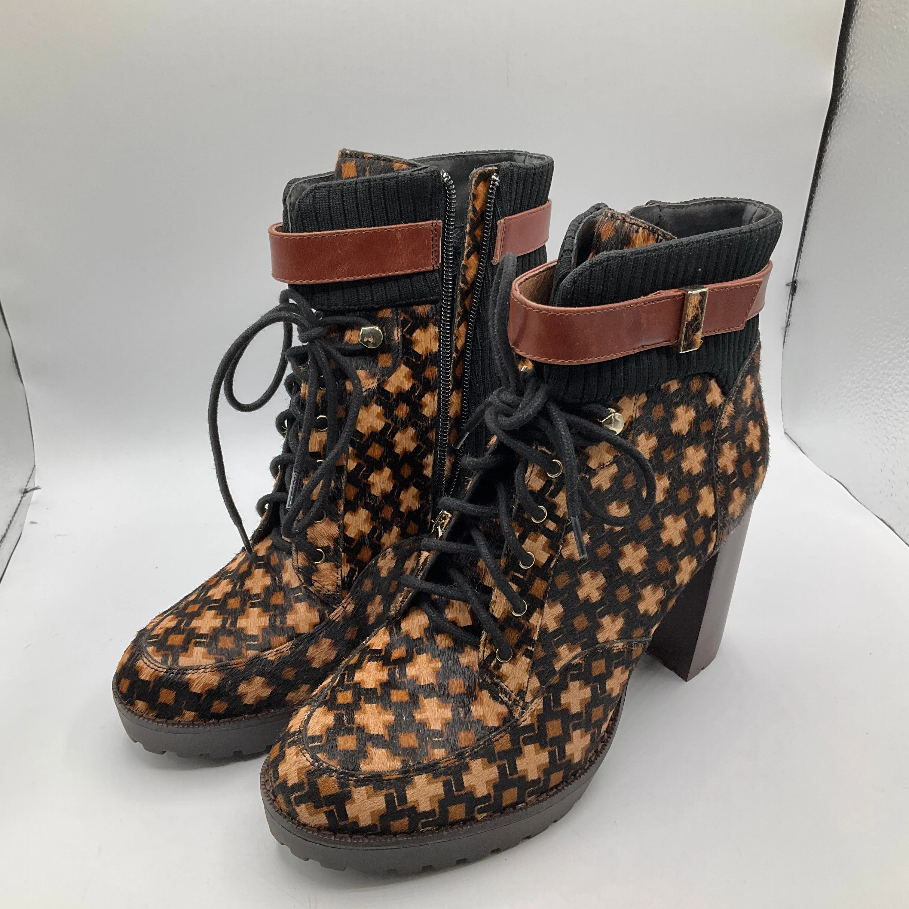 Boots Ankle Heels By Antonio Melani In Black & Brown, Size: 9.5 Breathable Morning Walk Field Work