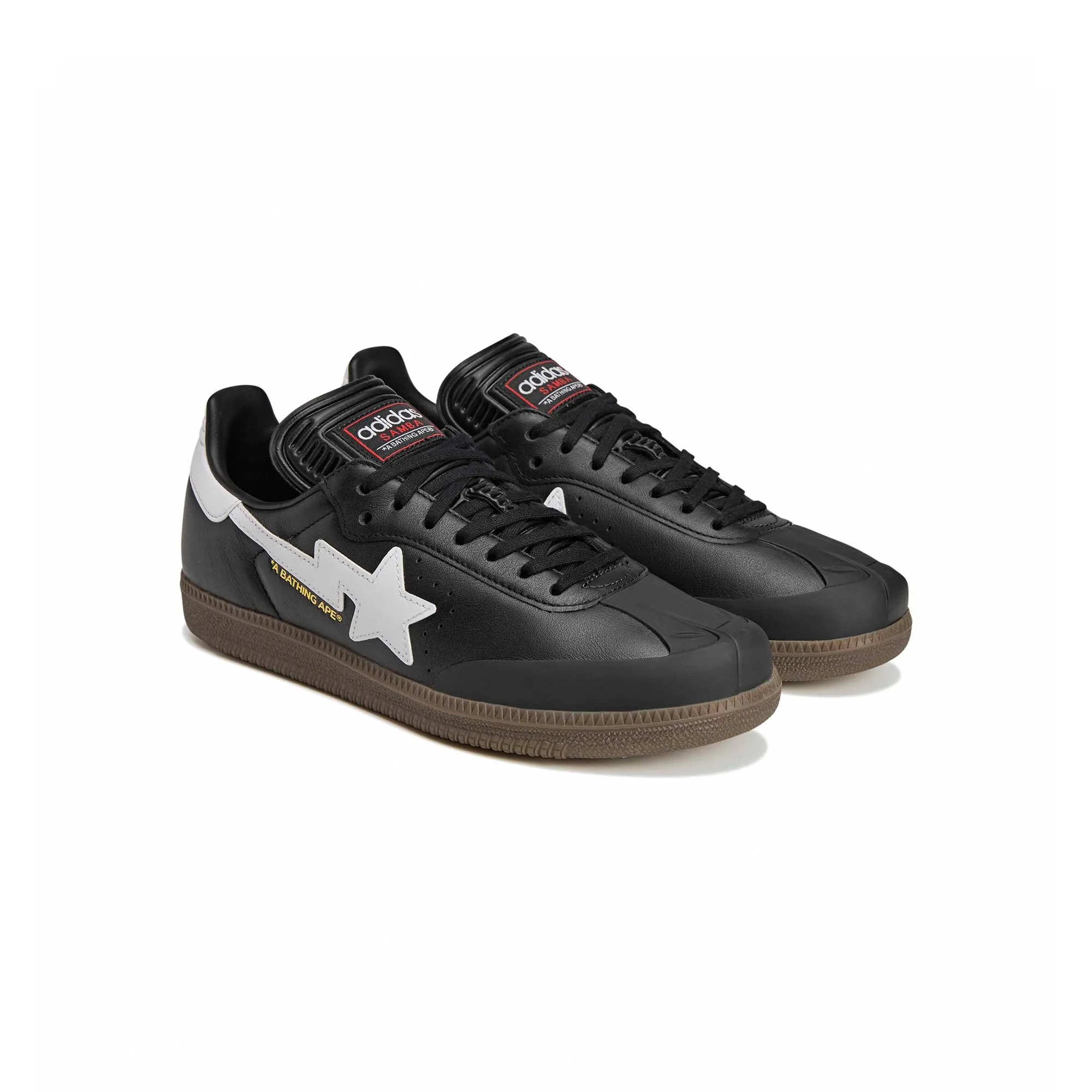 Adidas x Bape Mens Samba Shoes low - top running in a light rail station area shoes