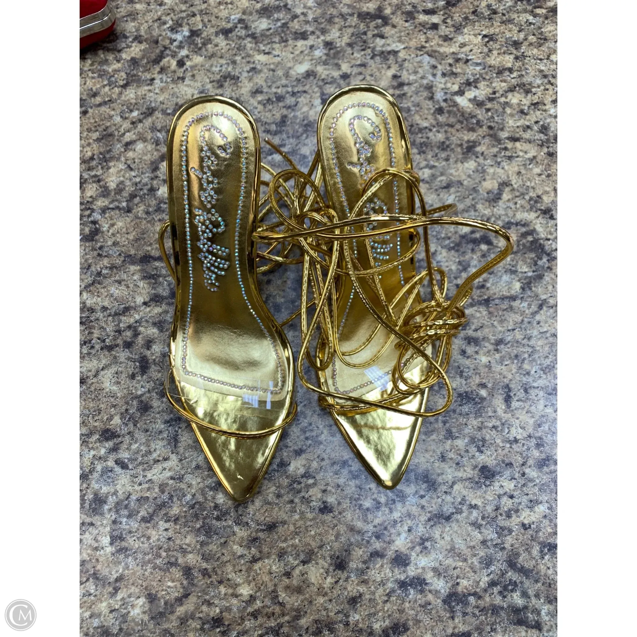 High Fashion Shoes Shoes Heels Stiletto By Cmf In Gold, Size: 6