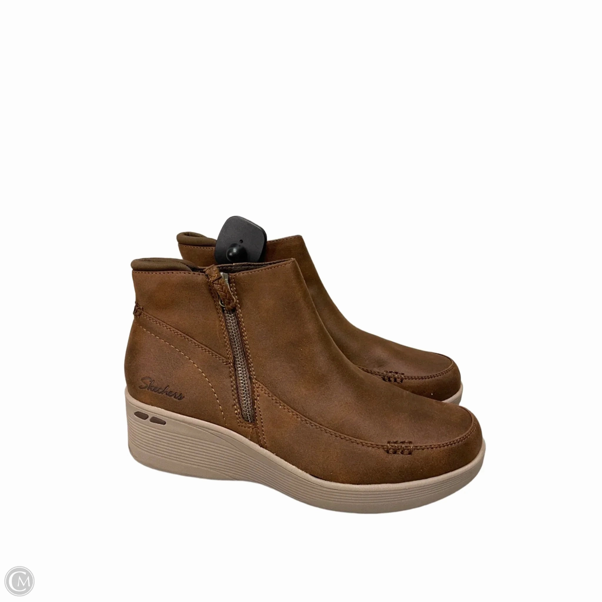 Casual Adventure Water Wall Boots Ankle Heels By Skechers In Brown, Size: 10