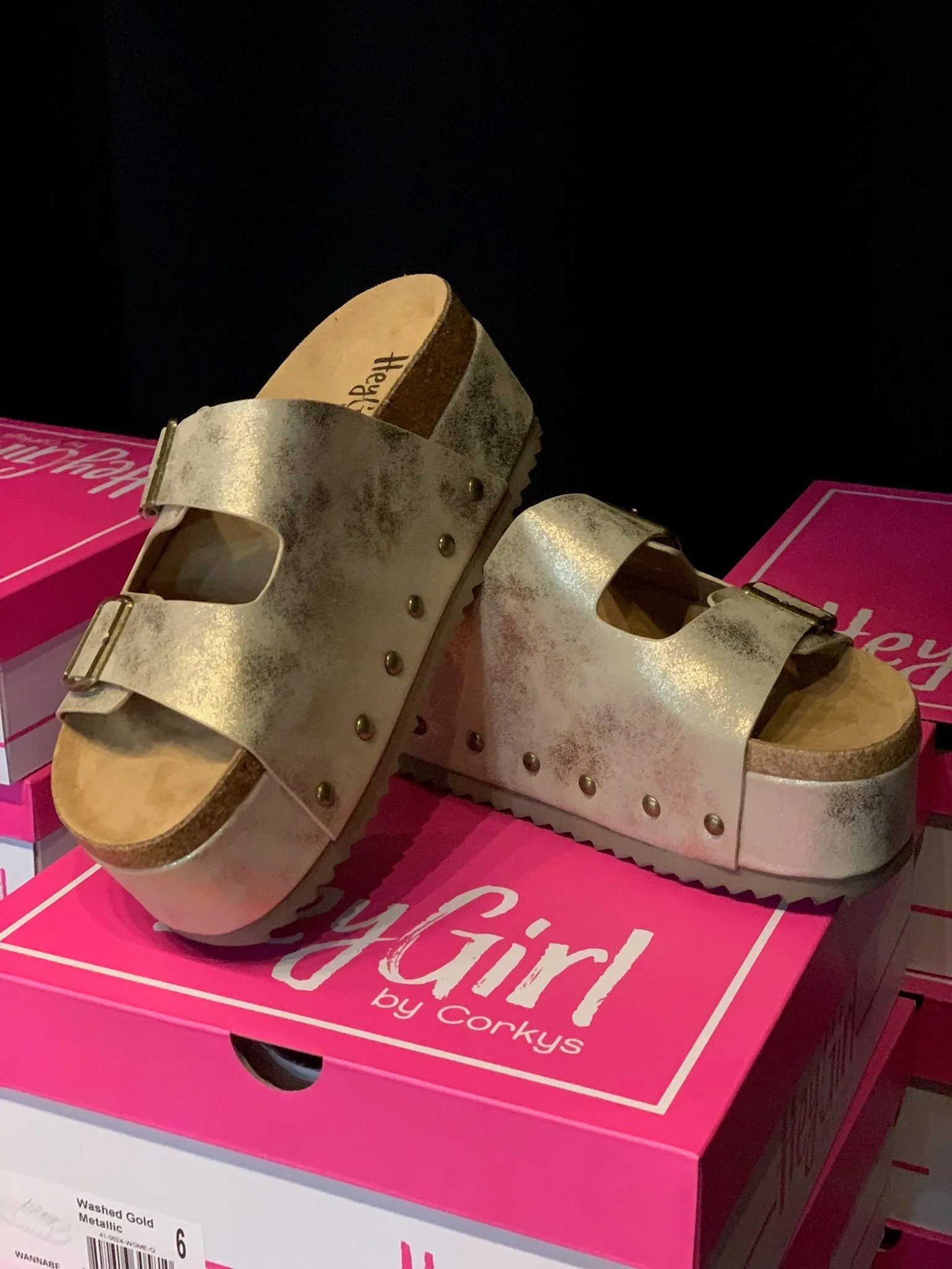 Corkys Wannabe Brushed Gold Platform Sandal