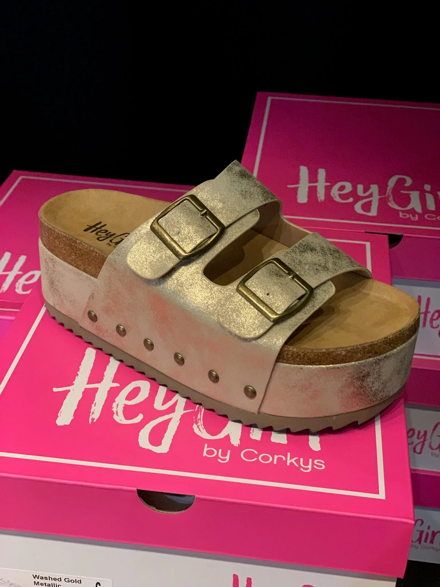 Corkys Wannabe Brushed Gold Platform Sandal