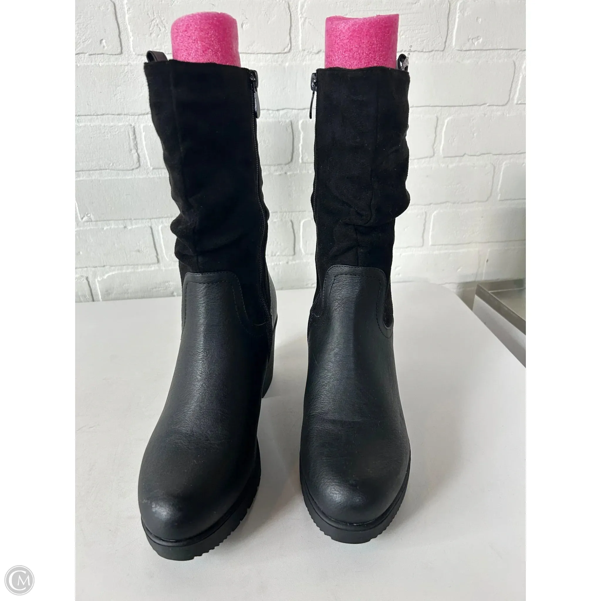 Boots Mid-calf Heels By Clothes Mentor In Black, Size: 8.5 Winter Ready Fit