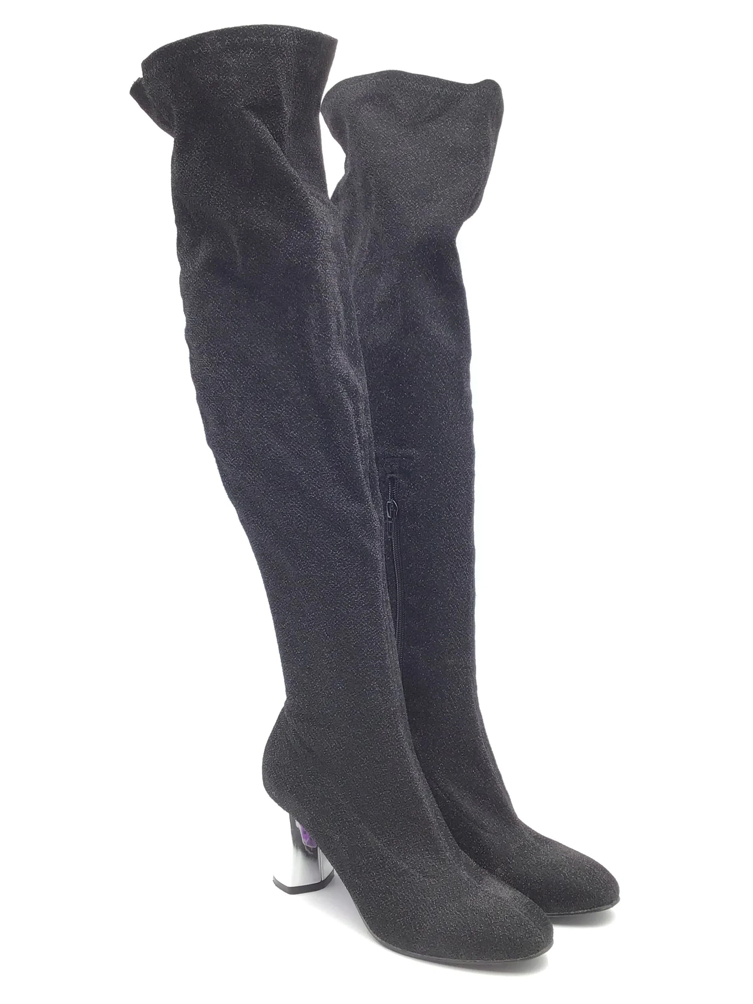 Boots Knee Heels By Yoki In Black, Size: 7.5 Stylish Feet