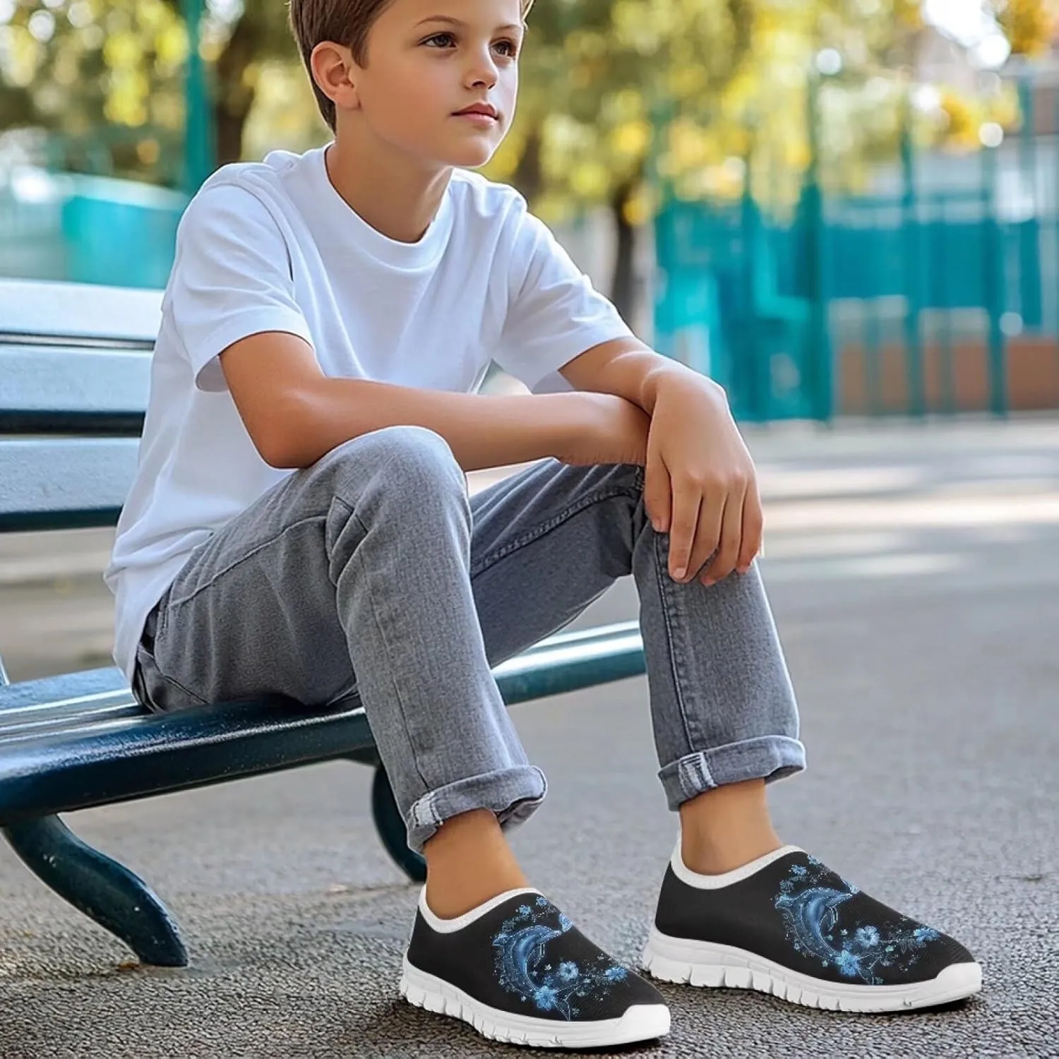 Cute Slip-On Walking Shoes for Children Soft Casual Flat Non-Slip Shoes Low-Top Outdoor Sneakers Boys Girls US Size 11-15