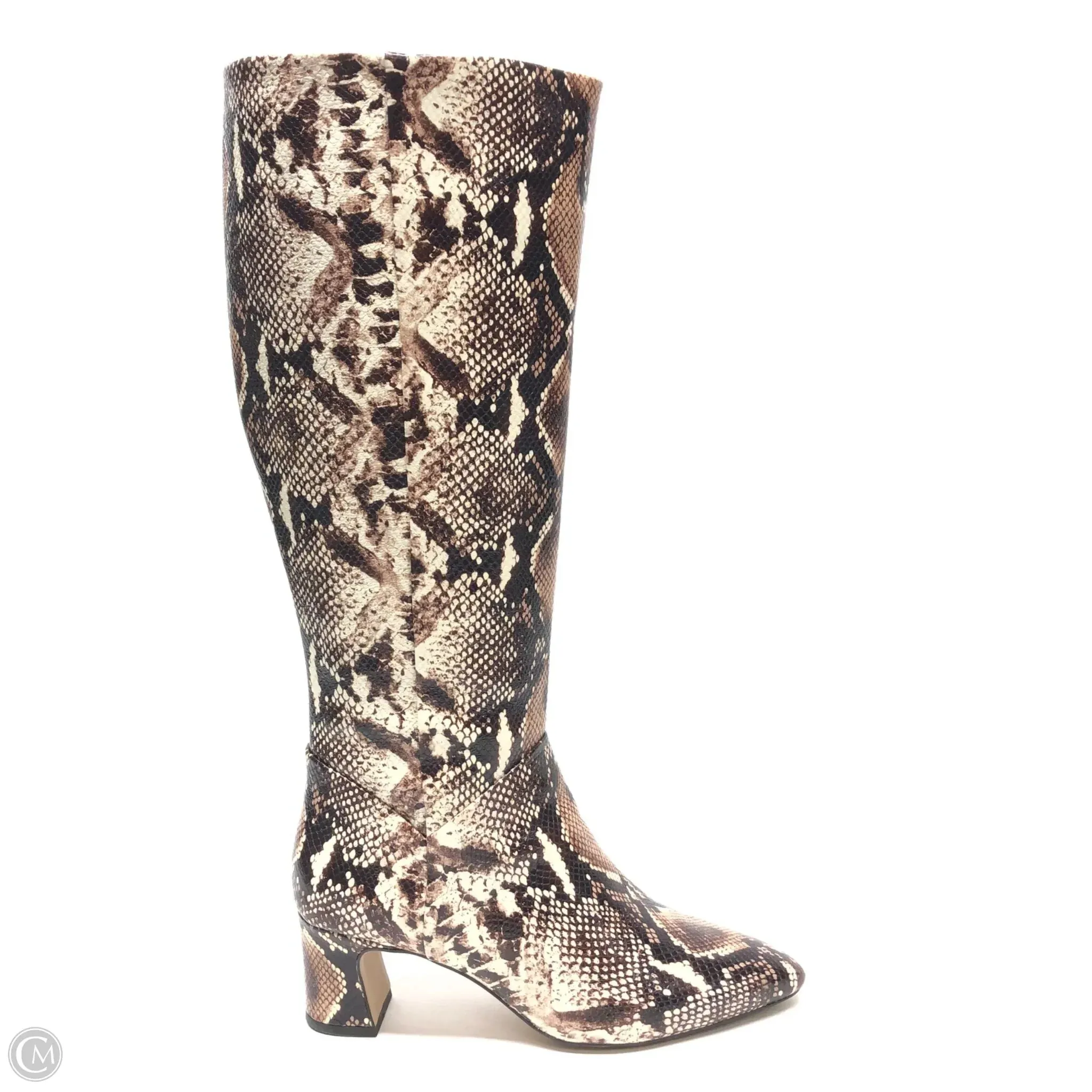 Classic Touch Body Hugging Boots Knee Heels By Alex Marie In Snakeskin Print, Size: 9.5