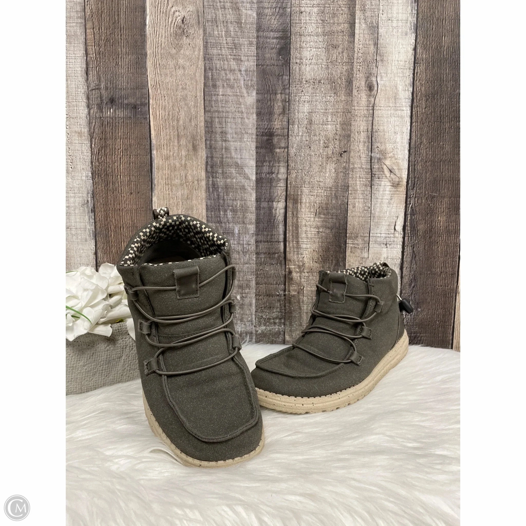 Boots Ankle Flats By Hey Dude In Grey, Size: 8 Utility Design