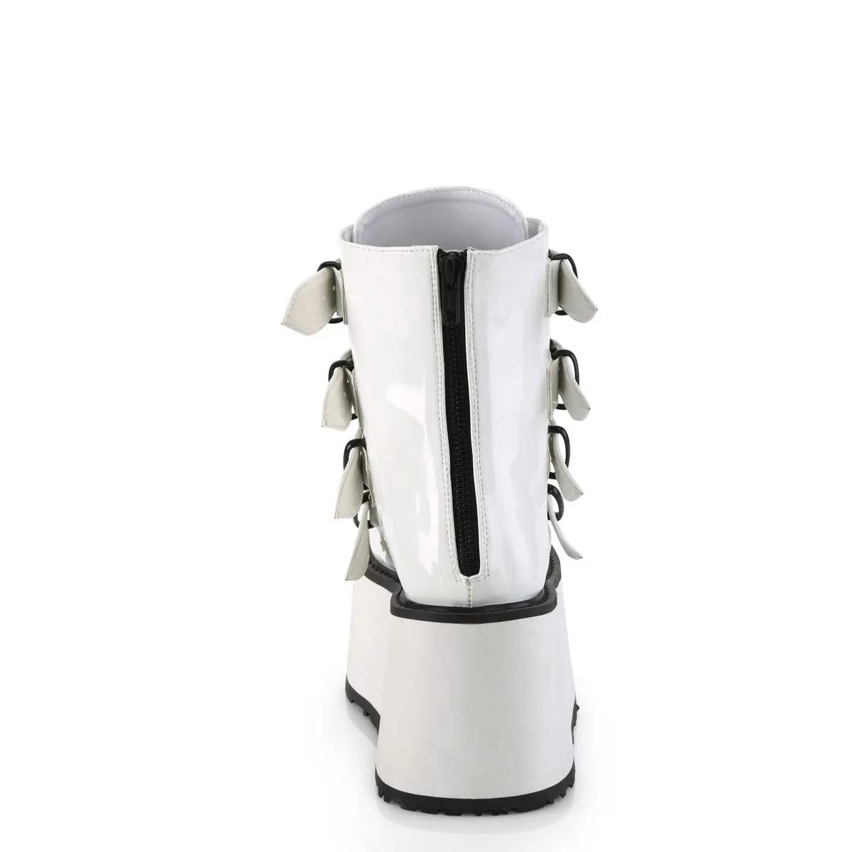 DAMNED-105 DemoniaCult White Holo Patent Sexy Women's Ankle Boots (Alternative Footwear)