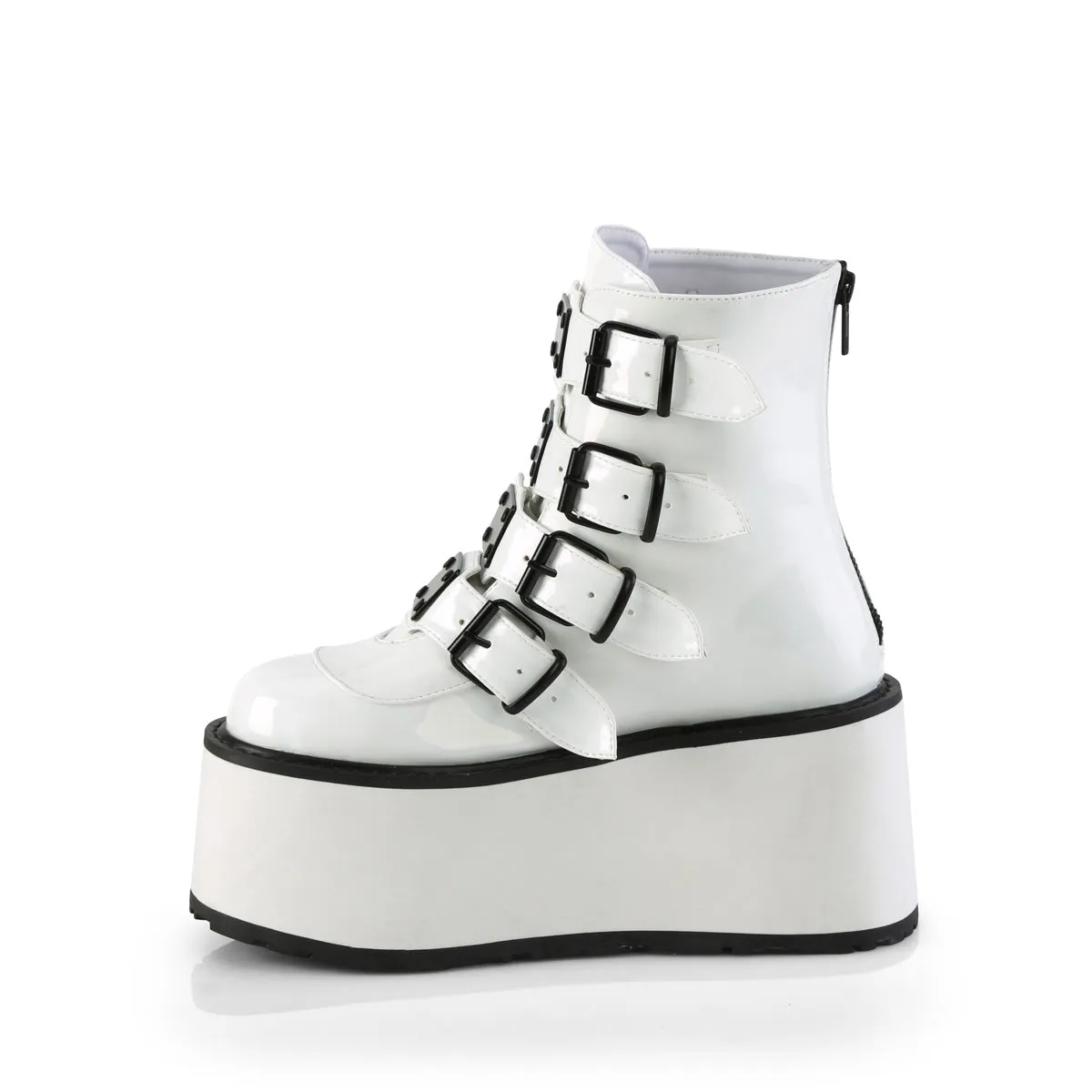 DAMNED-105 DemoniaCult White Holo Patent Sexy Women's Ankle Boots (Alternative Footwear)