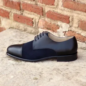 DapperFam Vero in Black / Navy Men's Italian Leather & Lux Suede Derby