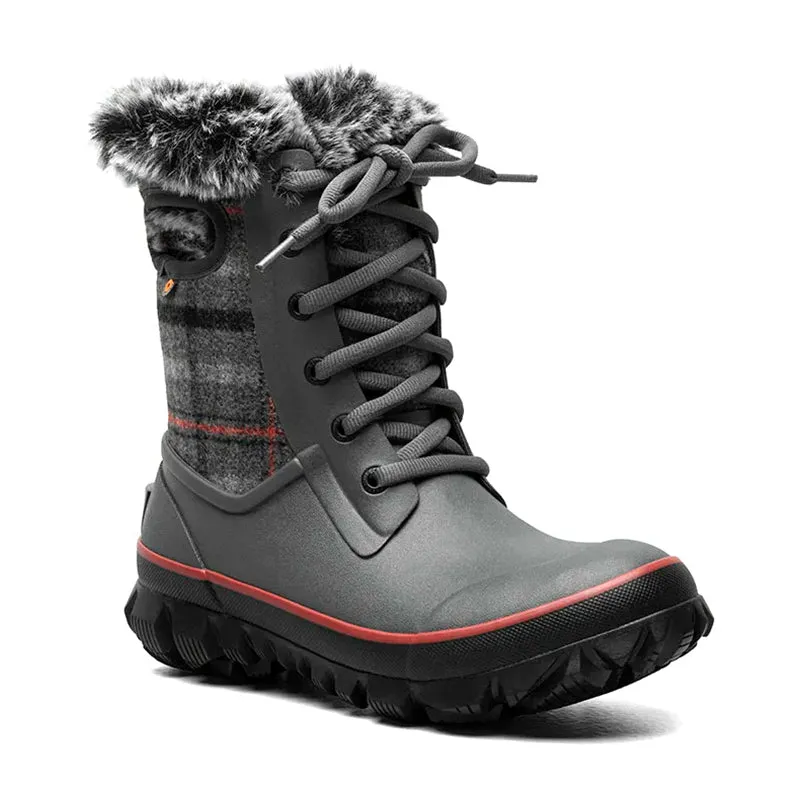 Women's Arcata Cozy Plaid Dark Grey Multi Snow Traction Boots Frosty Steps