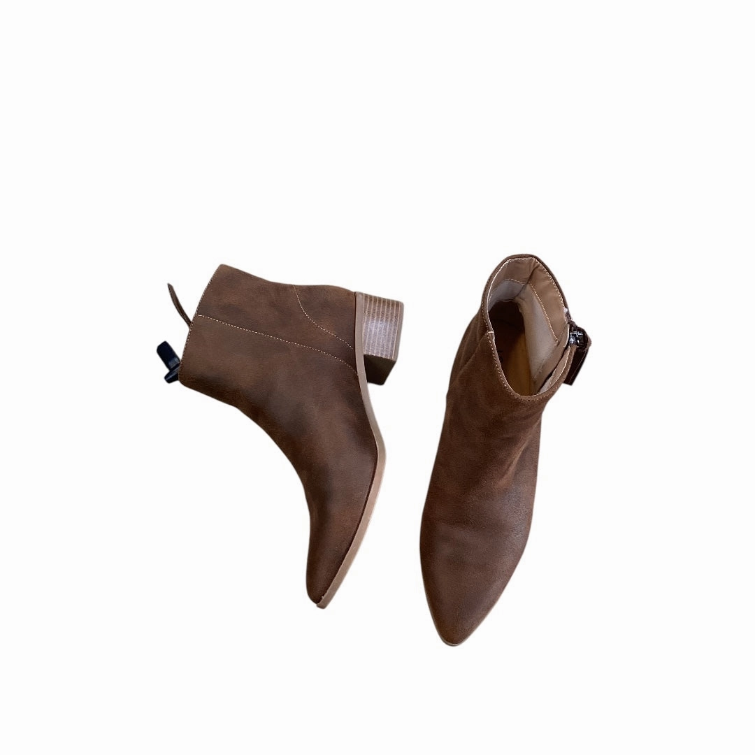 Breathable All Day Worker Durable Leather Boots Ankle Flats By Journee In Brown, Size: 8.5