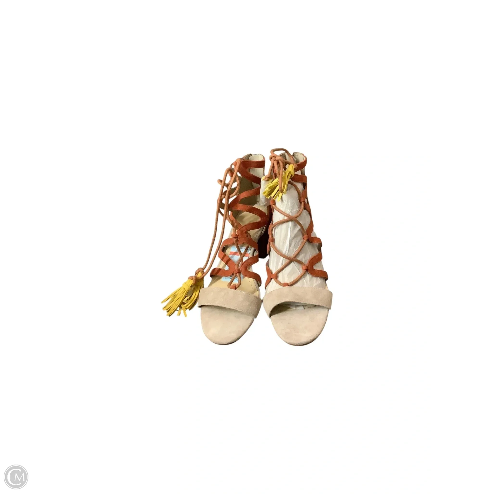 Mid Top Style Ventilated Shoes Heels Block By Marc Fisher In Orange, Size: 7.5