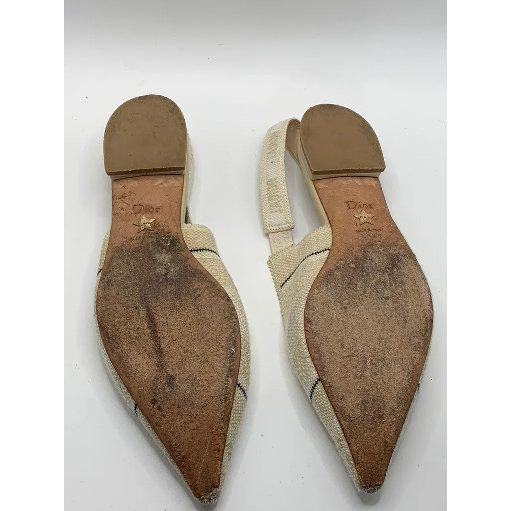 DIOR Women's Beige J'Adior Pointed-Toe Slingback Block-Heel Sandals SZ 39(US9)