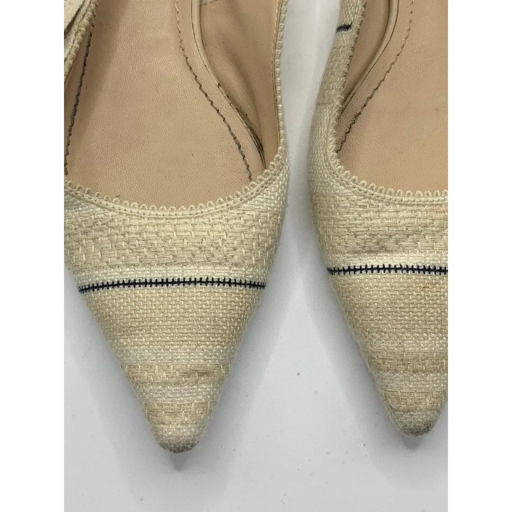 DIOR Women's Beige J'Adior Pointed-Toe Slingback Block-Heel Sandals SZ 39(US9)