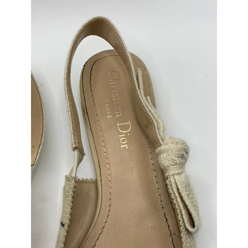 DIOR Women's Beige J'Adior Pointed-Toe Slingback Block-Heel Sandals SZ 39(US9)