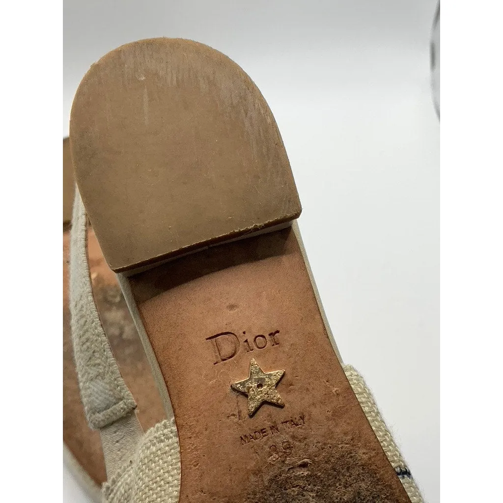 DIOR Women's Beige J'Adior Pointed-Toe Slingback Block-Heel Sandals SZ 39(US9)