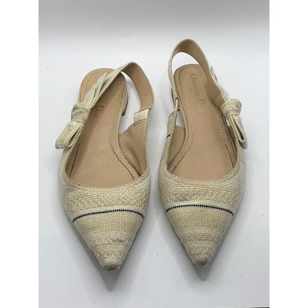 DIOR Women's Beige J'Adior Pointed-Toe Slingback Block-Heel Sandals SZ 39(US9)