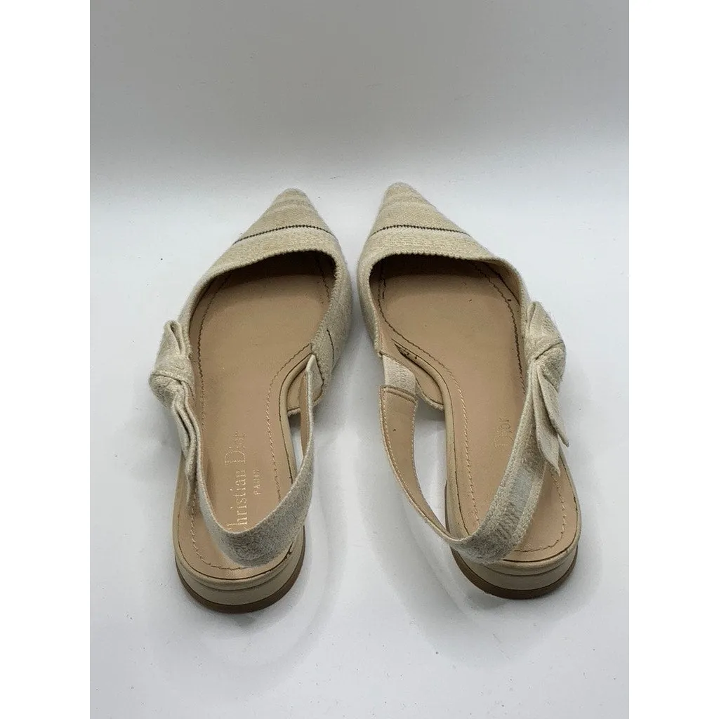DIOR Women's Beige J'Adior Pointed-Toe Slingback Block-Heel Sandals SZ 39(US9)