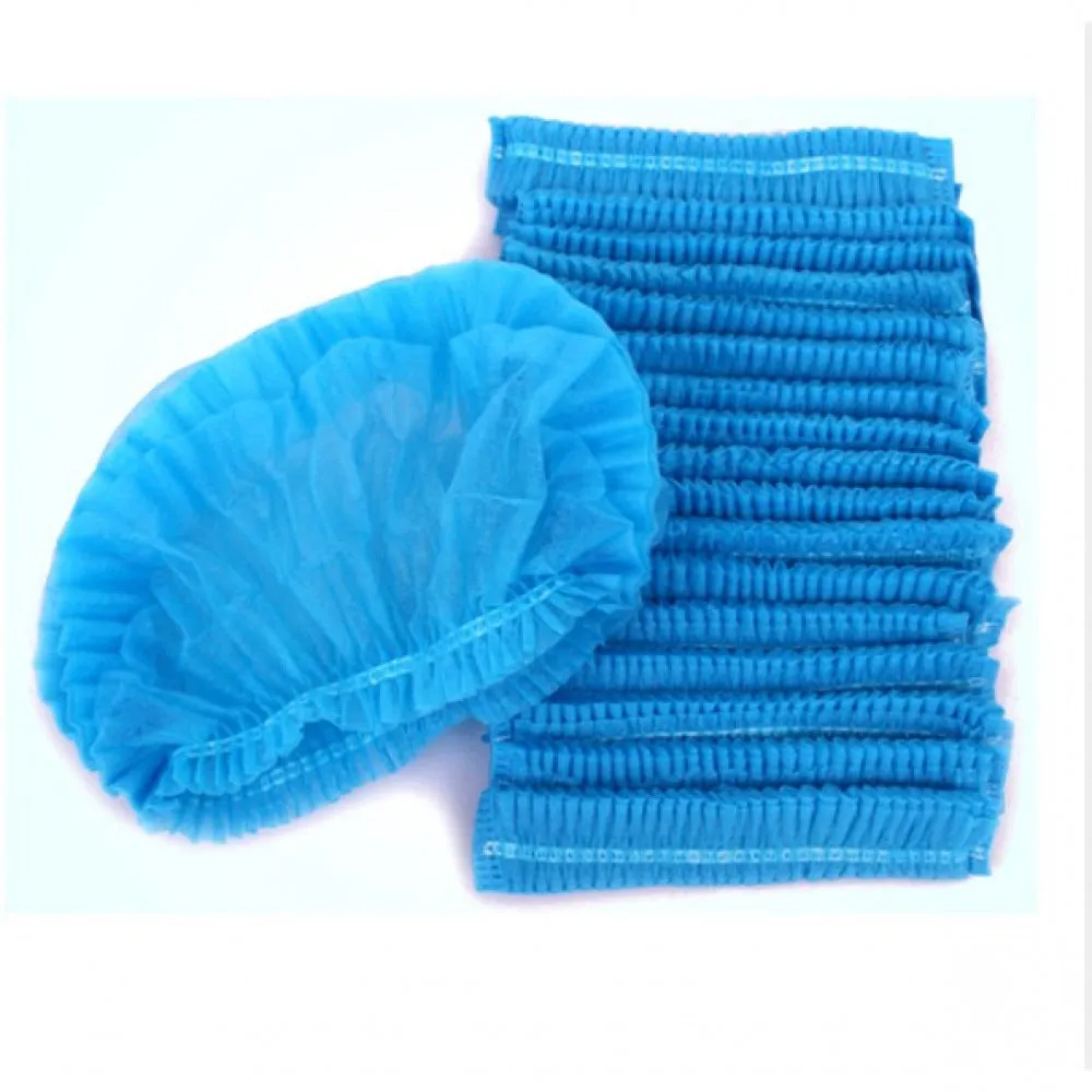 Disposable Bouffant Scrub Head Cover Stretchable NonWoven Caps Blue 200/Pack