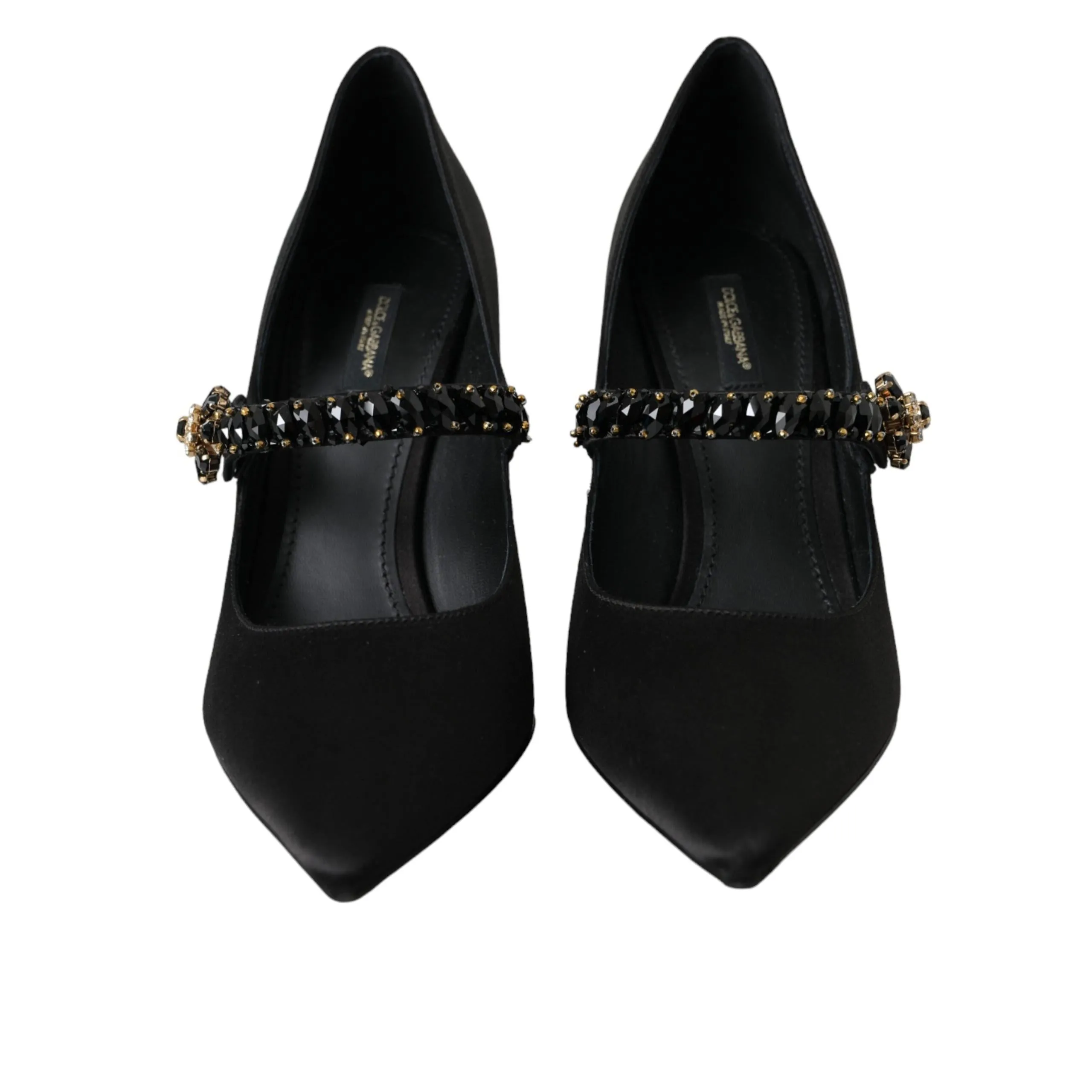 Dolce & Gabbana Black Mary Jane Crystal Heels Pumps Shoes