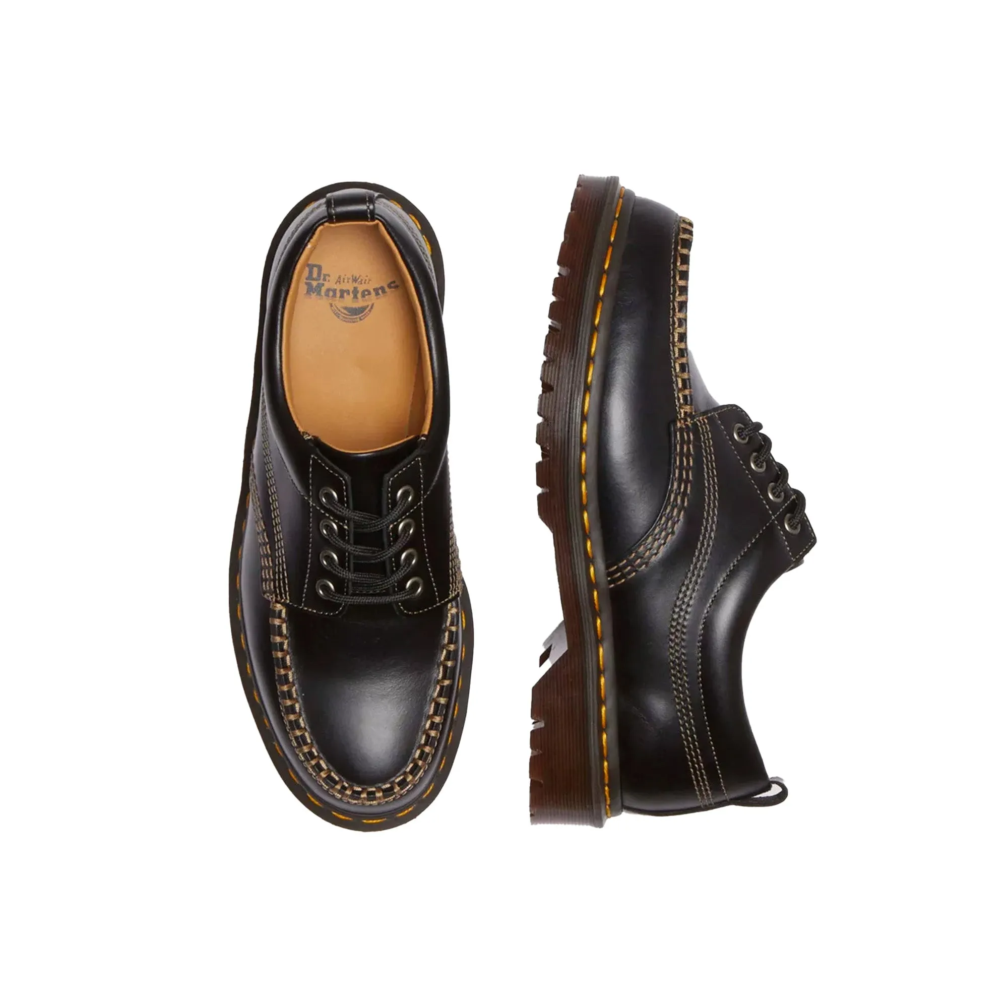 Dr Martens Mens Lowell 4 Eyes Shoes running on a gravel road