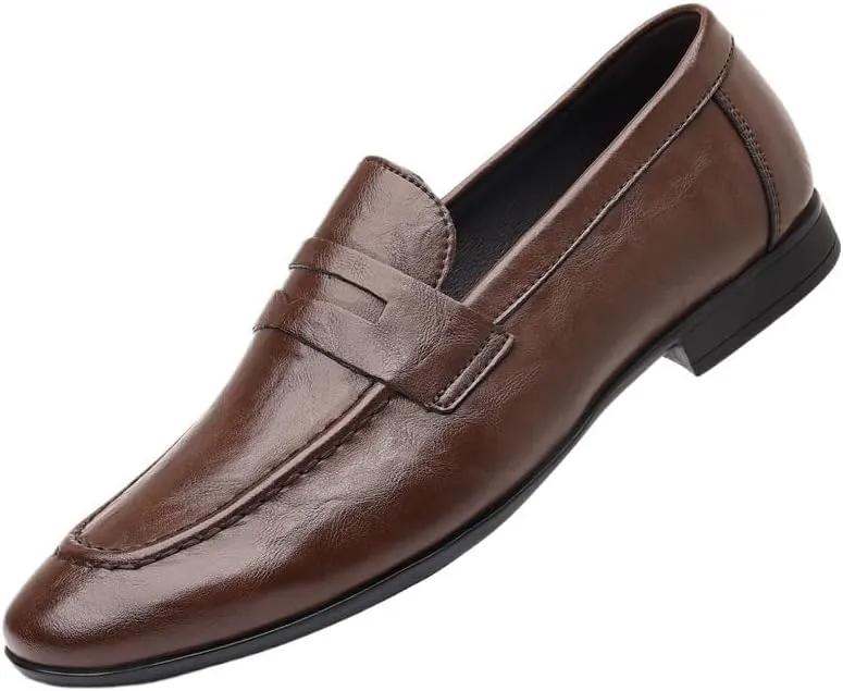 Dress Oxford Formal Shoes for Men Spanish Leather Prom Slip On Pointed Toe Business Tuxedo Wedding Non Slip Rubber Sole Low Top Formal