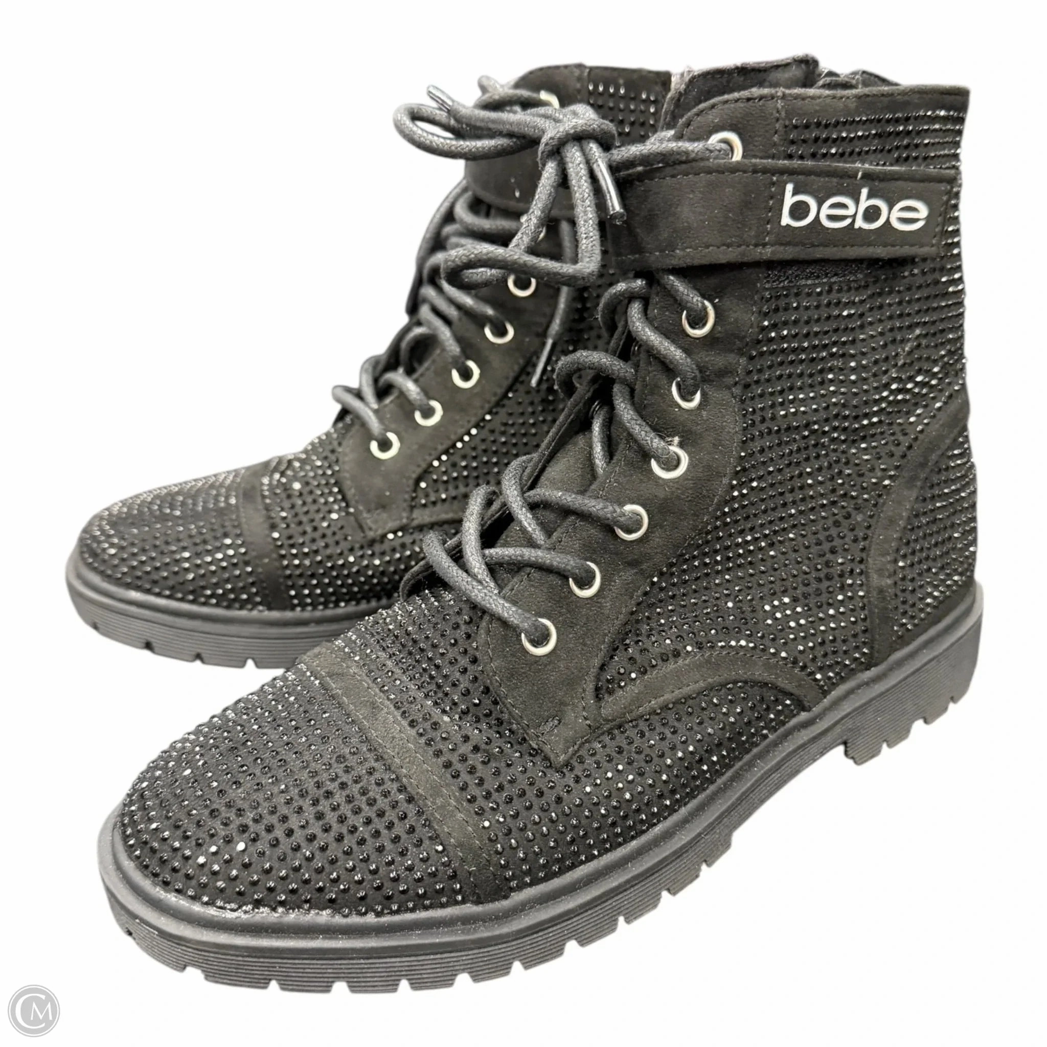 Boots Ankle Heels By Bebe In Black, Size: 7.5 Motor Edge