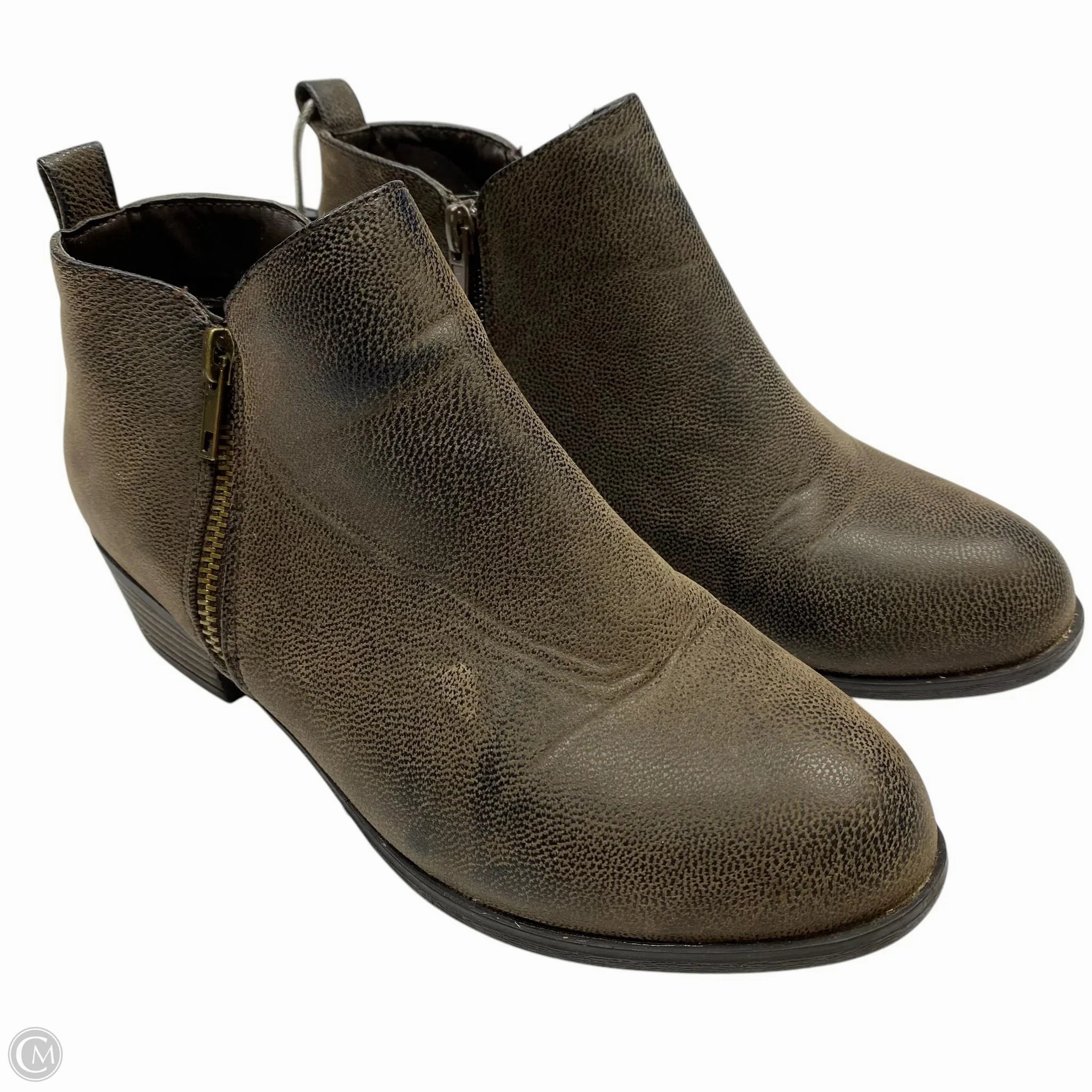 Stable Support Rough Trail Hiker Chunk Heel Boots Ankle Flats By Pierre Dumas In Brown, Size: 6
