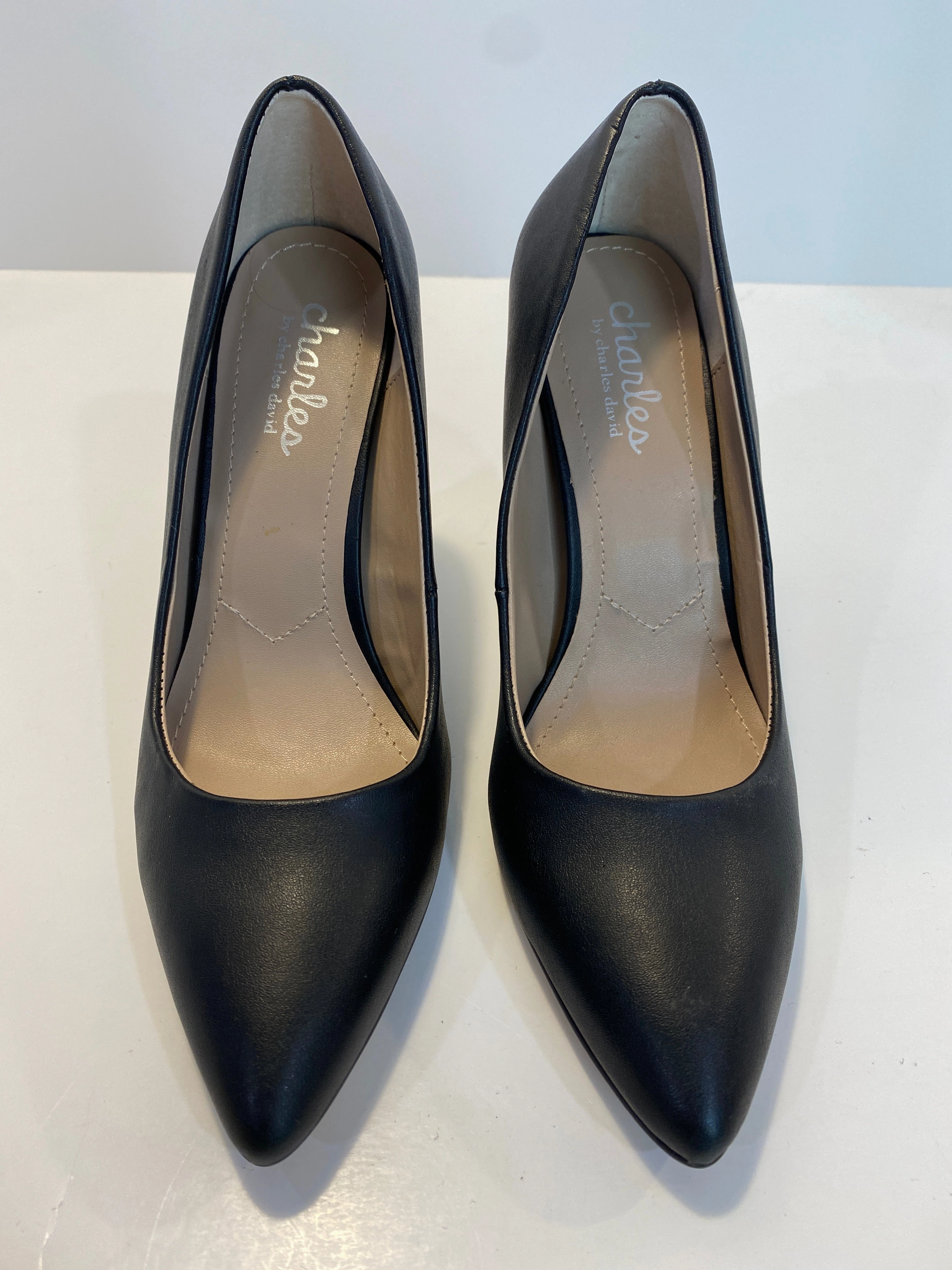 Evening Footwear Black Shoes Heels Stiletto Charles David, Size 6.5