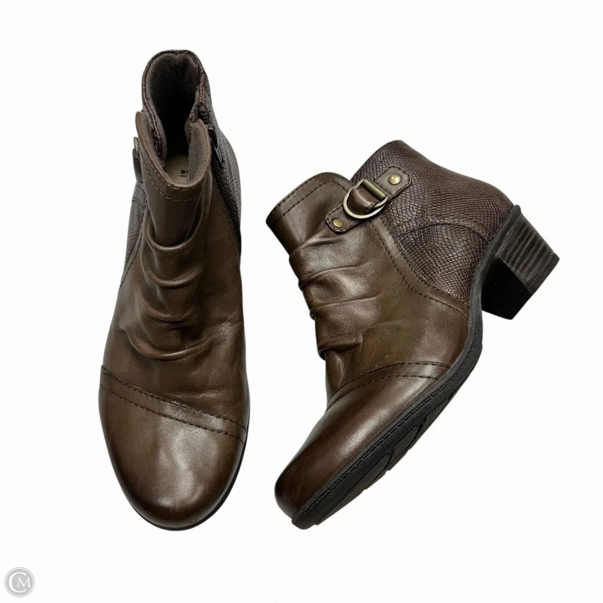 Boots Ankle Heels By Earth In Taupe, Size: 7.5 Classic Appearance Lace Up Style