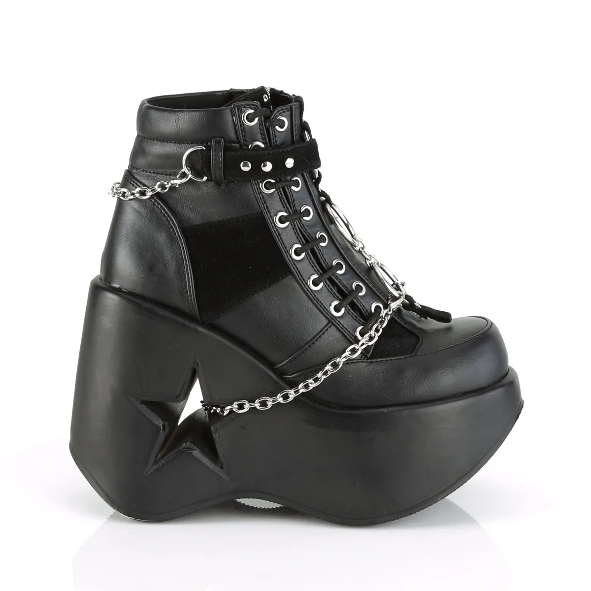 DYNAMITE-101 DemoniaCult Black Vegan Leather Sexy Women's Ankle Boots (Alternative Footwear)