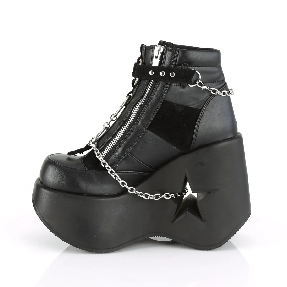 DYNAMITE-101 DemoniaCult Black Vegan Leather Sexy Women's Ankle Boots (Alternative Footwear)
