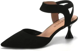 EBYNUE Women's Pumps Low Heel 2.5 inch Pointed Closed Toe Slingback Kitten Heels Party Wedding Comfortable Dress Shoes
