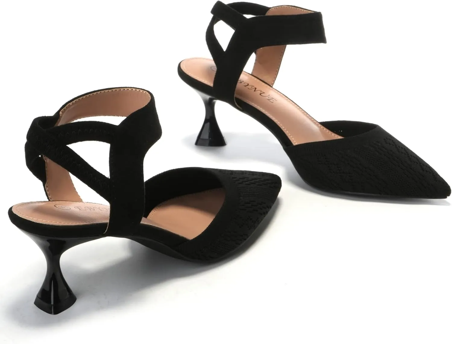 EBYNUE Women's Pumps Low Heel 2.5 inch Pointed Closed Toe Slingback Kitten Heels Party Wedding Comfortable Dress Shoes