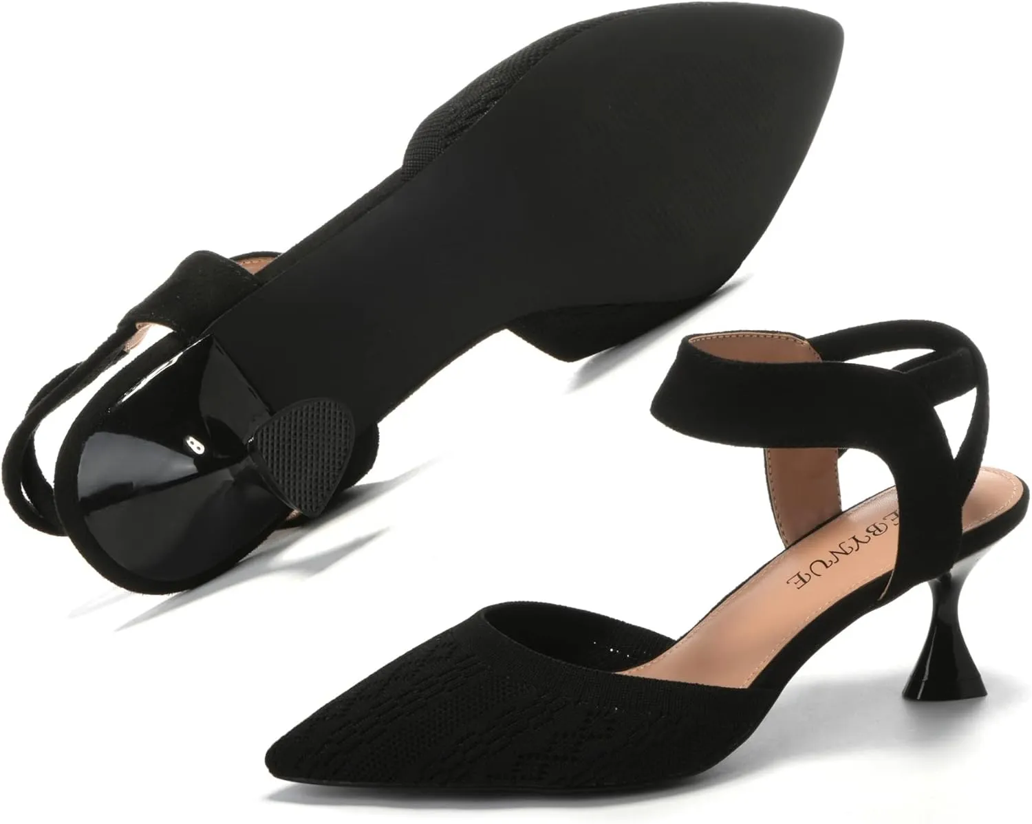 EBYNUE Women's Pumps Low Heel 2.5 inch Pointed Closed Toe Slingback Kitten Heels Party Wedding Comfortable Dress Shoes