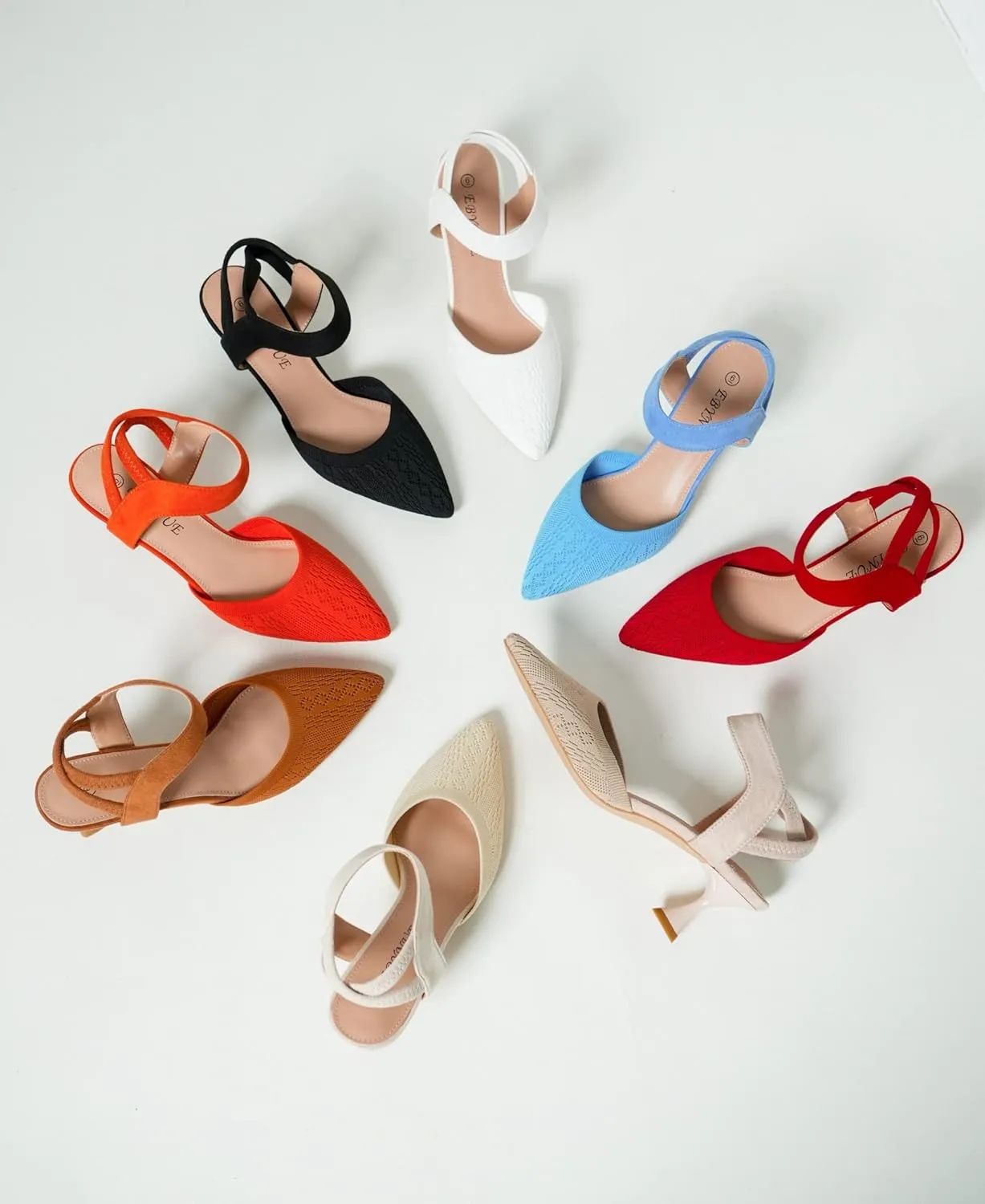 EBYNUE Women's Pumps Low Heel 2.5 inch Pointed Closed Toe Slingback Kitten Heels Party Wedding Comfortable Dress Shoes