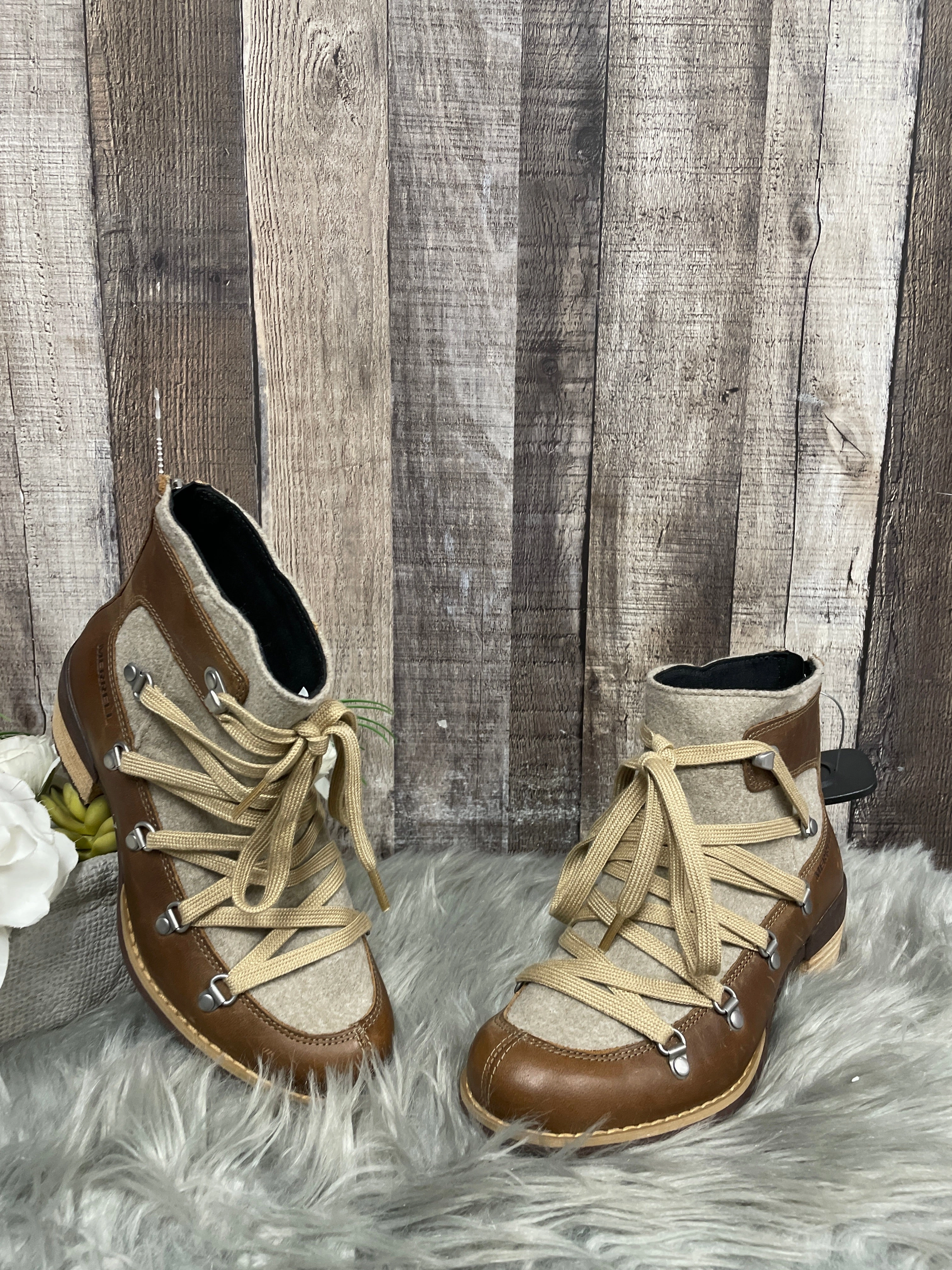 Boots Ankle Heels By Merrell  Size: 5.5 Lace Closure Casual Elegance