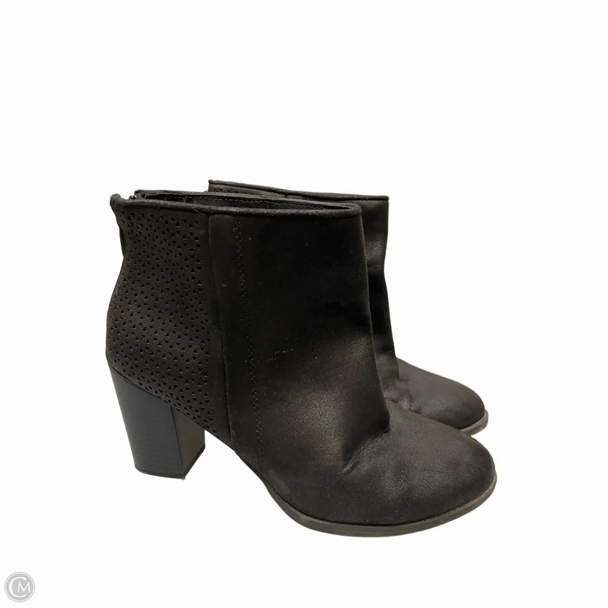Boots Ankle Heels By Cato In Black, Size: 8 Street Ready Buckle Shine