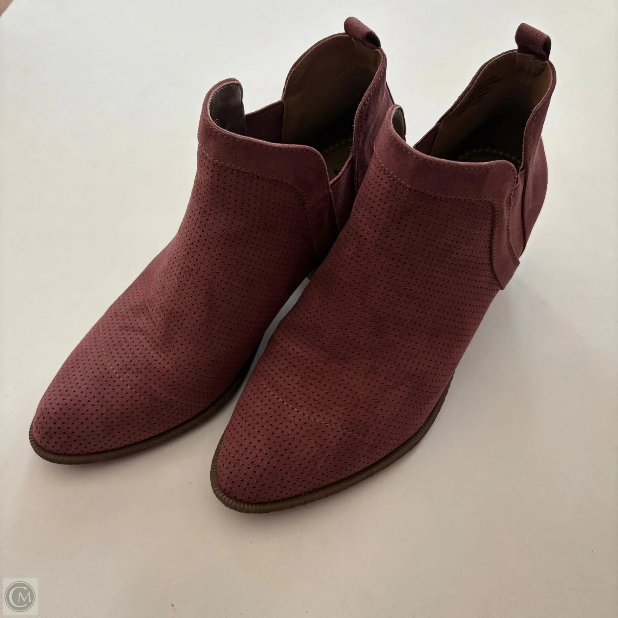 Protective Finish Windy Weather Tear-resistant Boots Ankle Heels By Style And Co Collection Women In Maroon, Size: 8.5