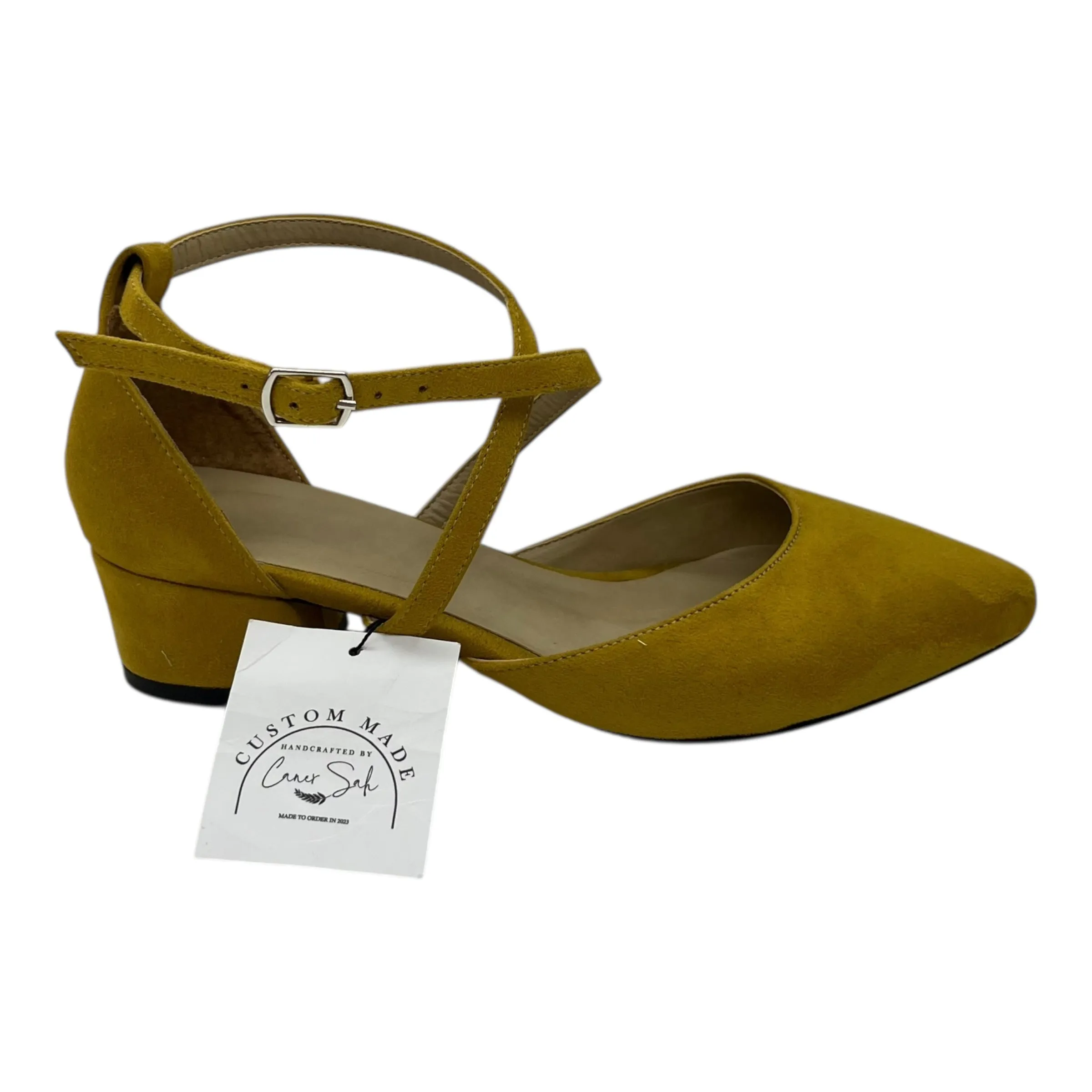 Shoes Heels Block By Cma In Yellow, Size:7.5 Luxe Evening Heels Street Attitude
