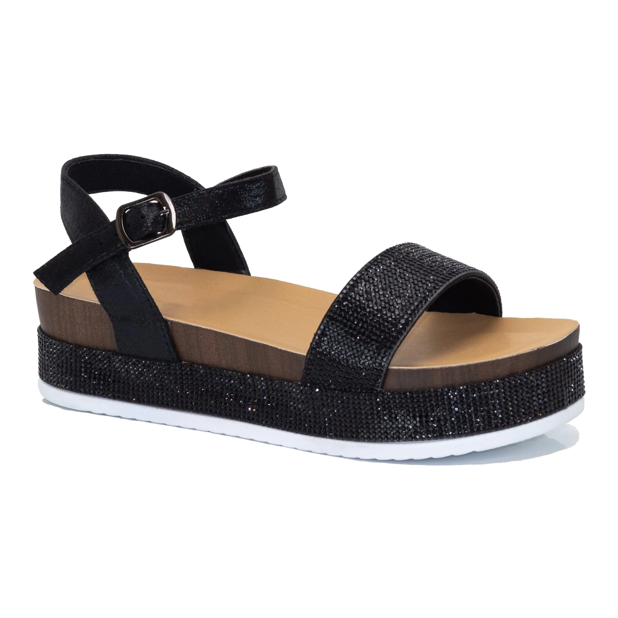 Electra - Wide Friendly Embellished Ankle Strap Platform Sandals