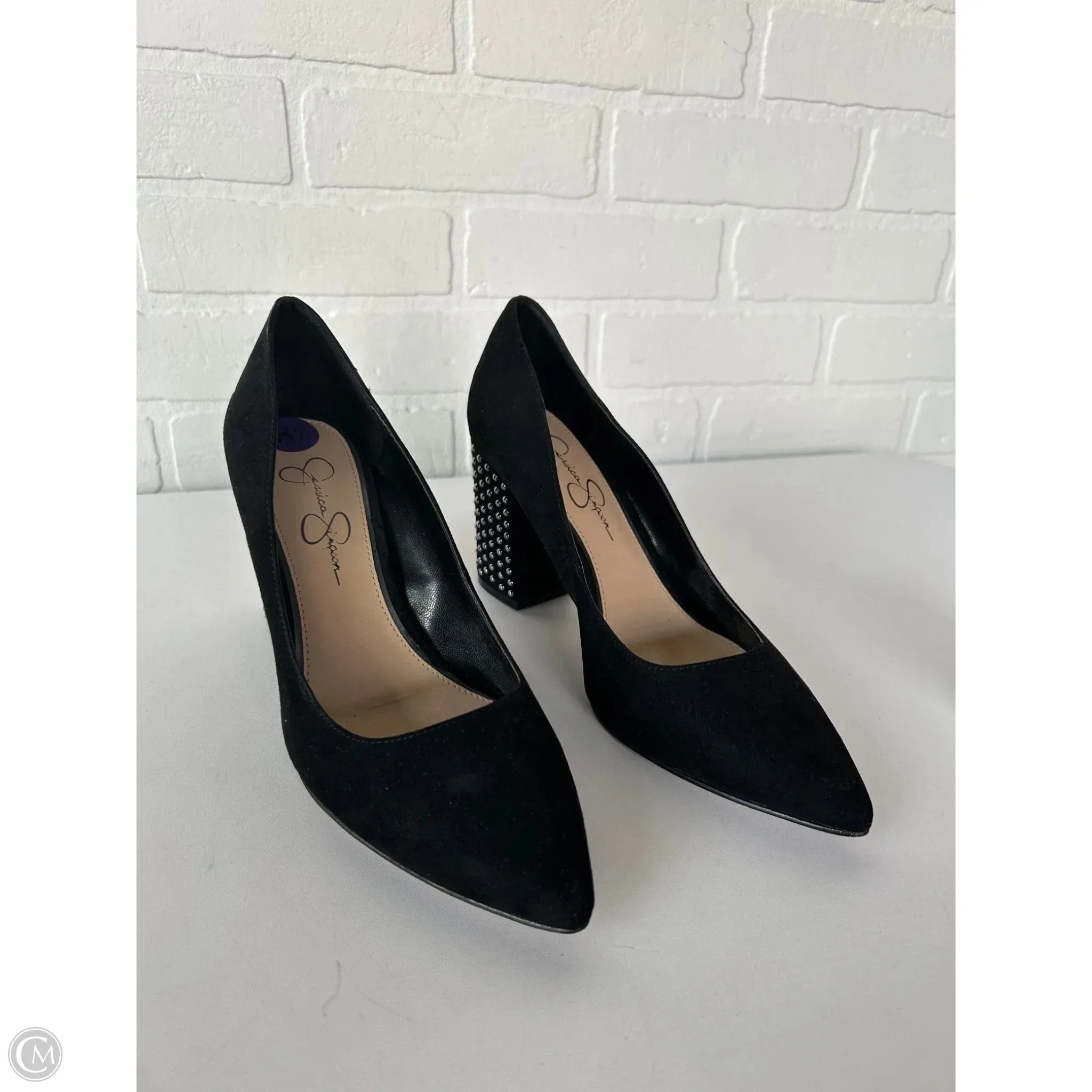 Shoes Heels Block By Jessica Simpson In Black & Silver, Size: 8.5 Eva Midsole Stable