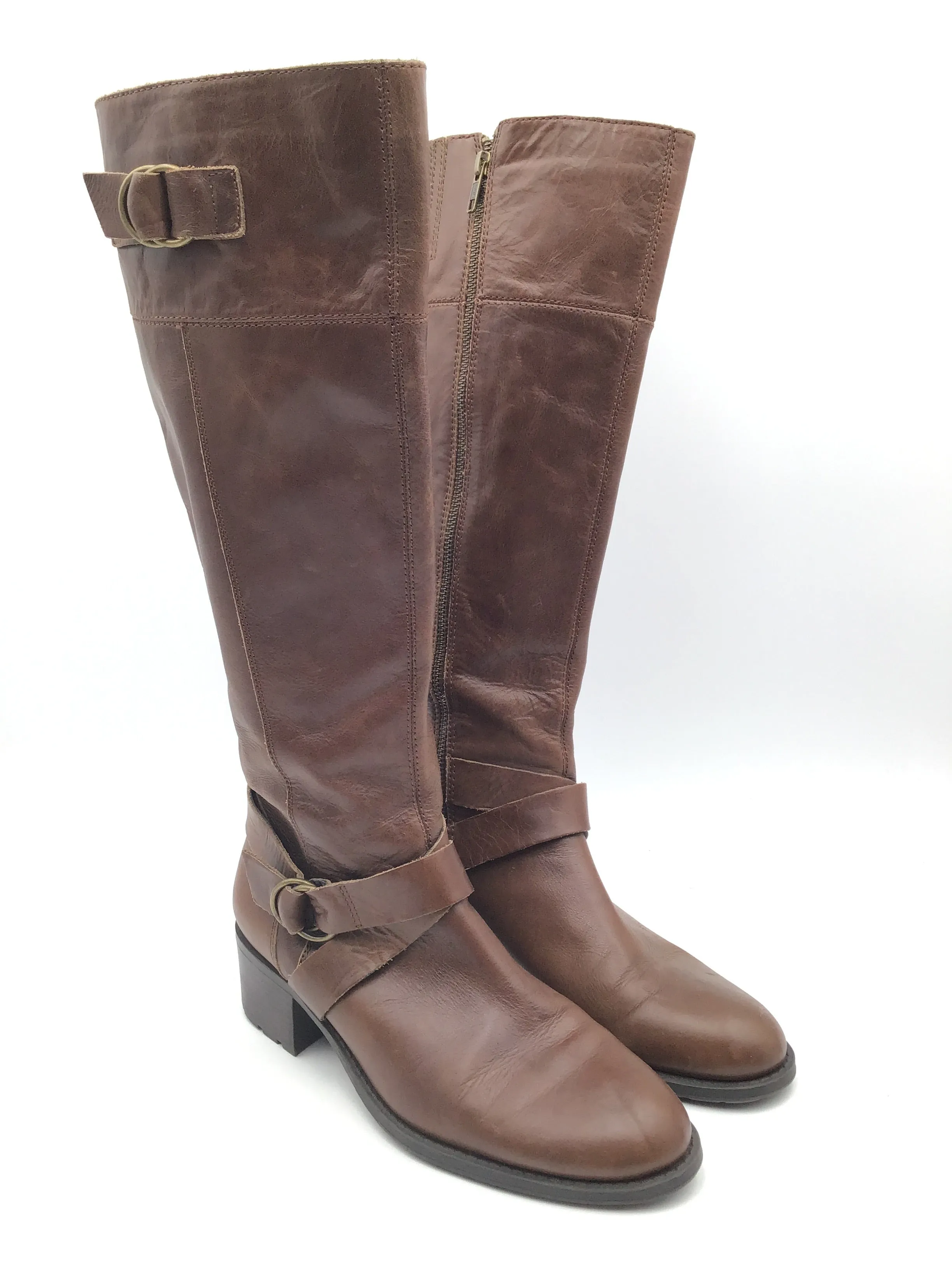Boots Knee Heels By Dkny City In Brown, Size: 9.5 Outdoor Wear