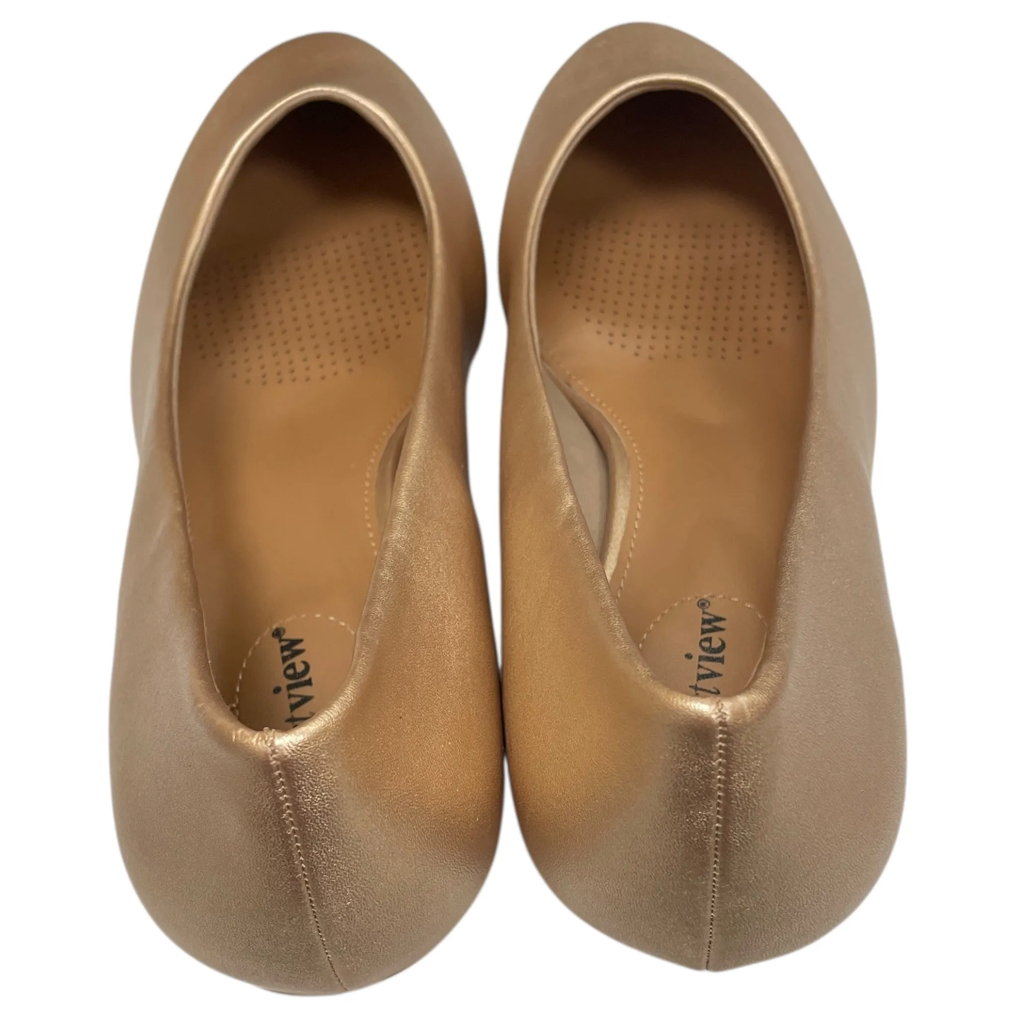 Shoes Heels Block By Comfortview In Gold, Size:12 Floral Design Heels Breathable Design