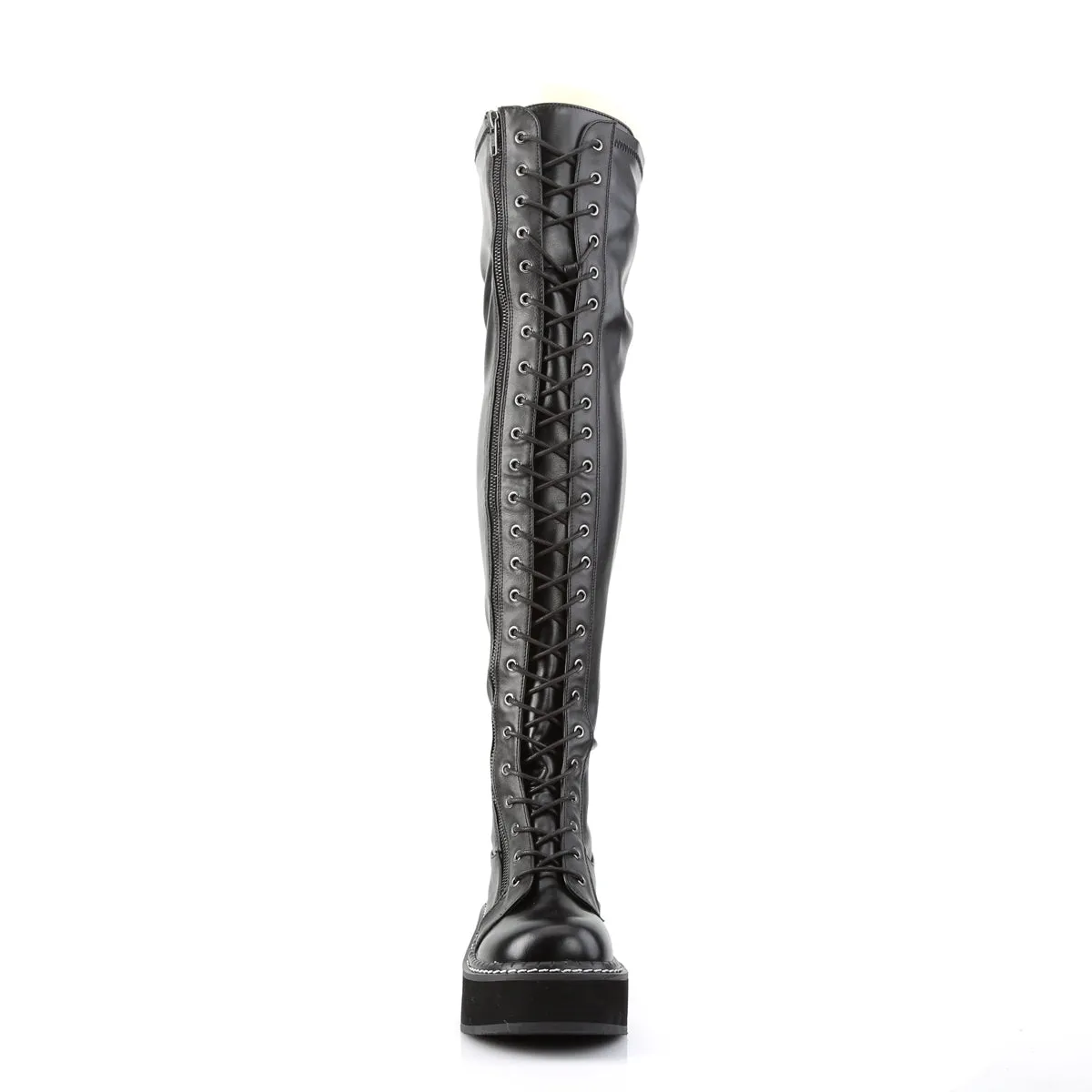 EMILY-375 DemoniaCult Black Vegan Leather Sexy Women's Over-the-Knee Boots (Alternative Footwear)