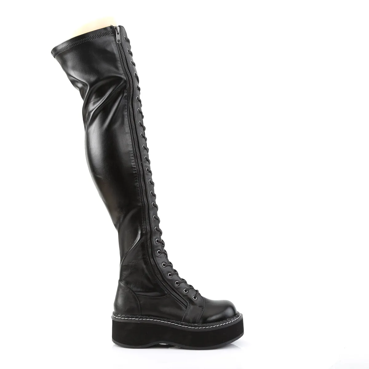EMILY-375 DemoniaCult Black Vegan Leather Sexy Women's Over-the-Knee Boots (Alternative Footwear)
