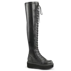 EMILY-375 DemoniaCult Black Vegan Leather Sexy Women's Over-the-Knee Boots (Alternative Footwear)