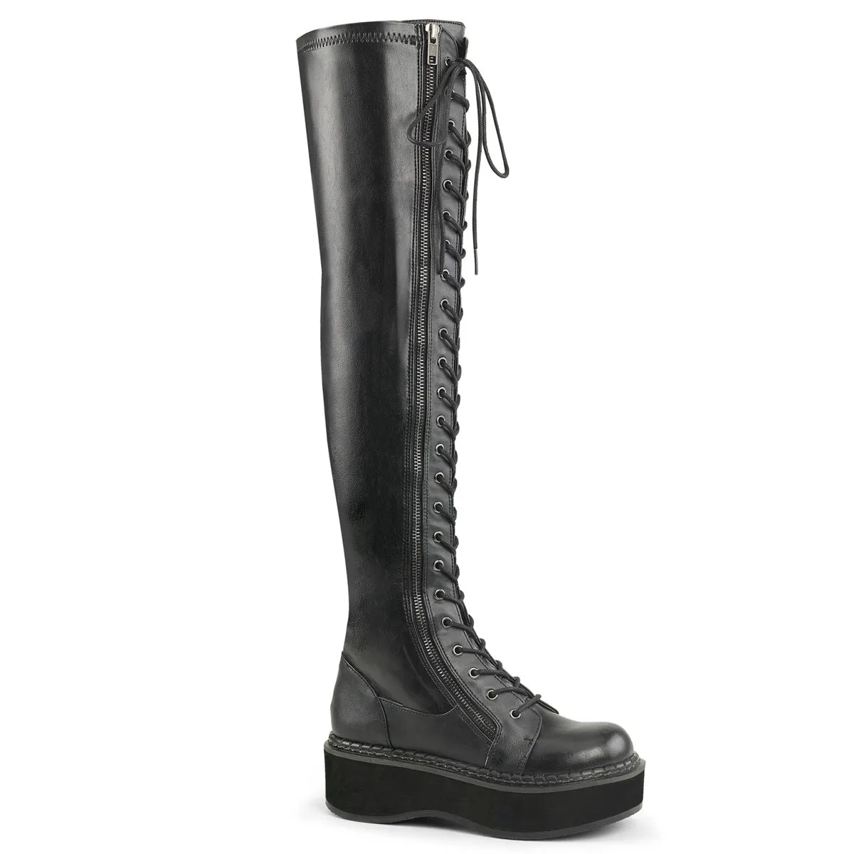 EMILY-375 DemoniaCult Black Vegan Leather Sexy Women's Over-the-Knee Boots (Alternative Footwear)