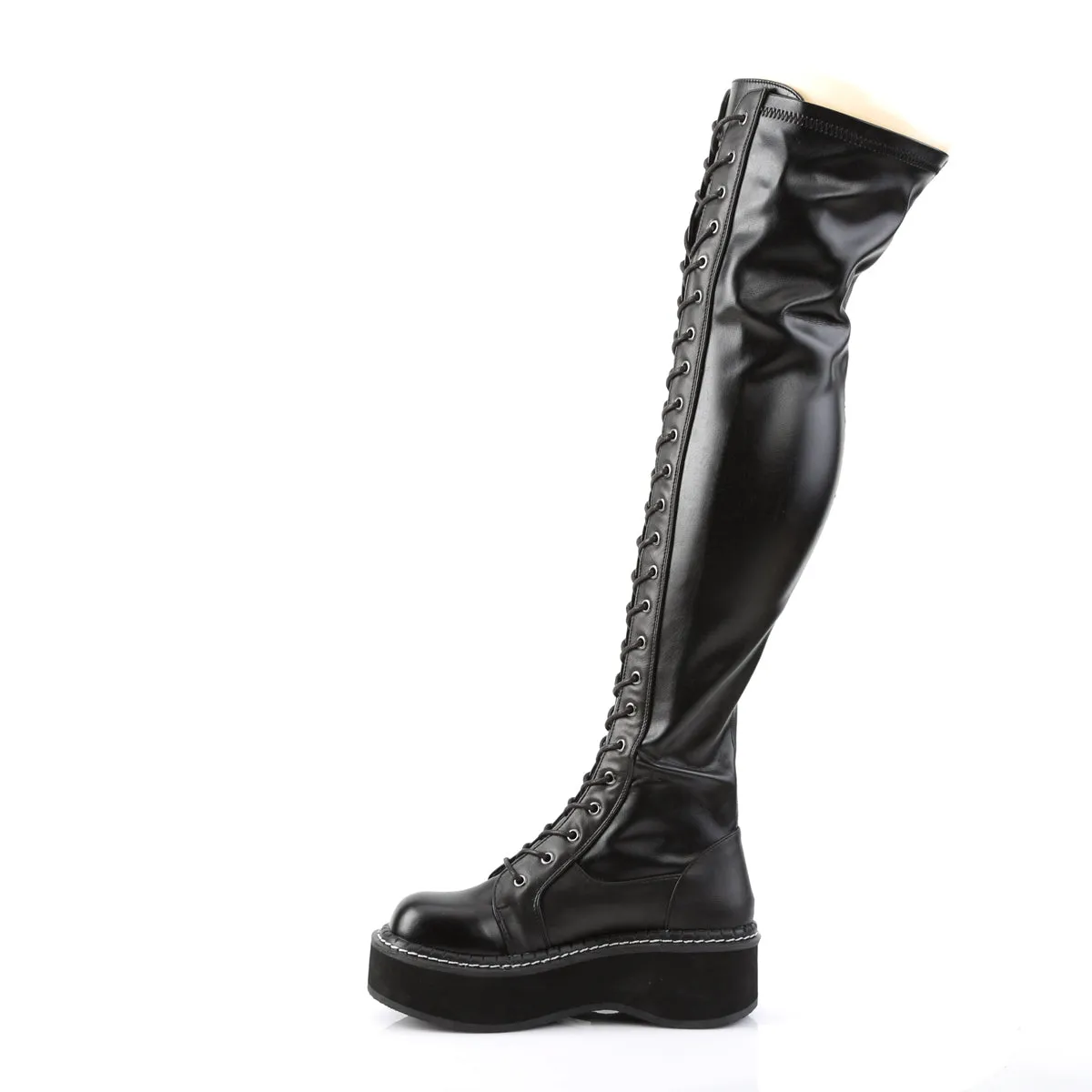 EMILY-375 DemoniaCult Black Vegan Leather Sexy Women's Over-the-Knee Boots (Alternative Footwear)